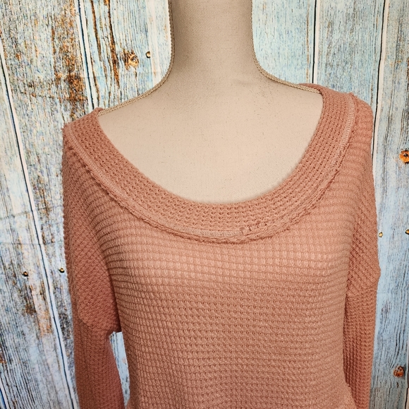 Women's Light Pink Waffle Tiered Tunic - Picture 3 of 11